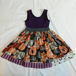 Girls size 4T Halloween Dress Pumpkins Spiders Bats K Pea